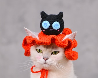 Purrfectly Spooky: Handcrafted Halloween Cat Hat for Feline Elegance
