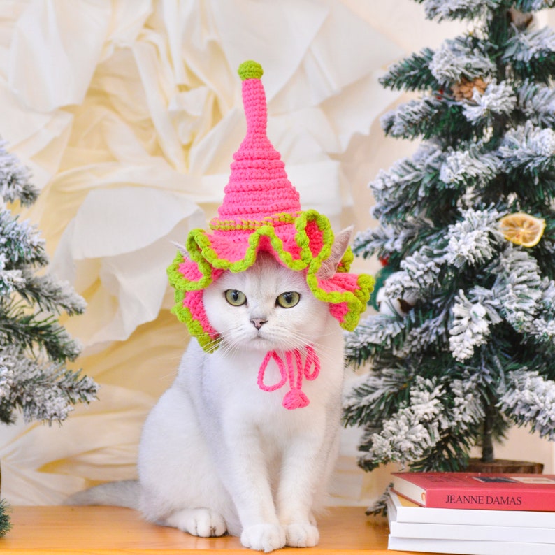 Enchanting Elegance: Sparkling Pink Christmas Hat for Pets image 2