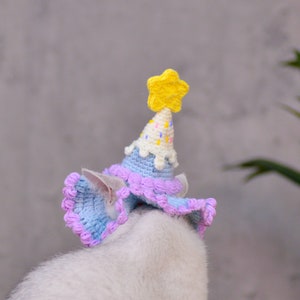 Chapeau d'anniversaire pour animal de compagnie violet crème glacée lunatique image 10