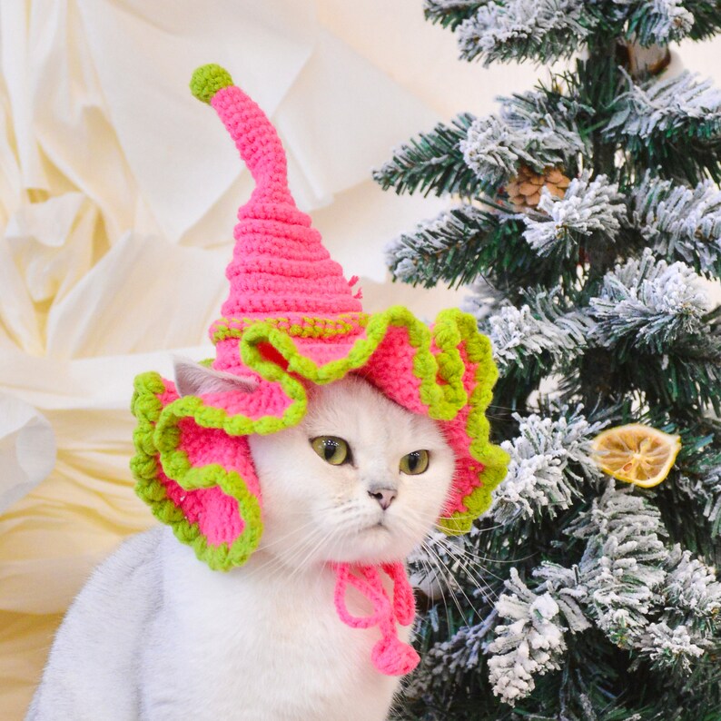 Enchanting Elegance: Sparkling Pink Christmas Hat for Pets image 7