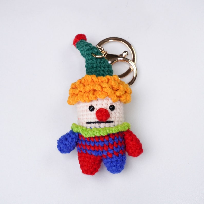 Crochet clown key chain, Cute clown key chain, fun gifts, cute gifts, clown giftsCraft Suppliesgifts for her image 3