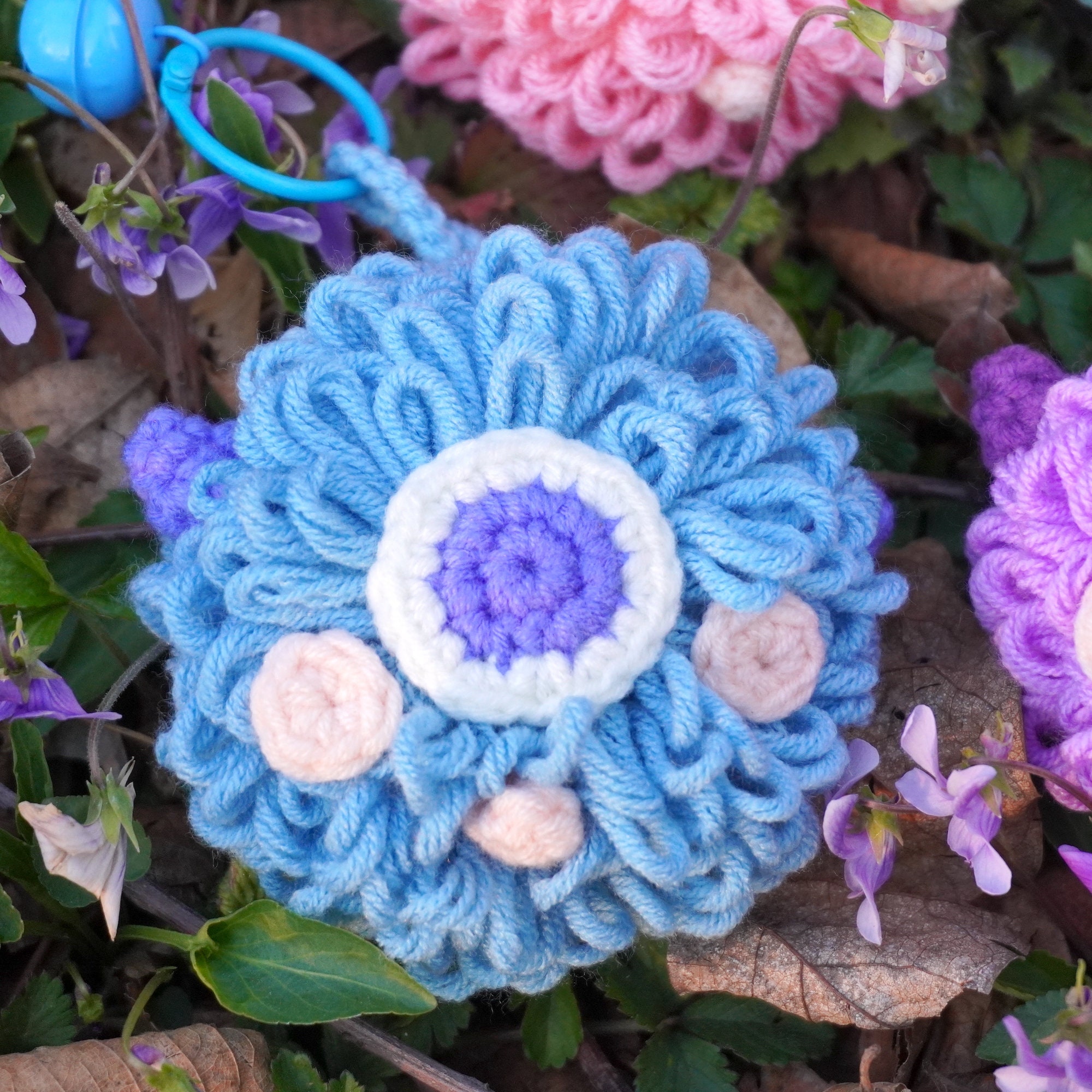 Crochet Colorful Monster Ball Key Chain，cute Bunny Key Ring，gifts for ...