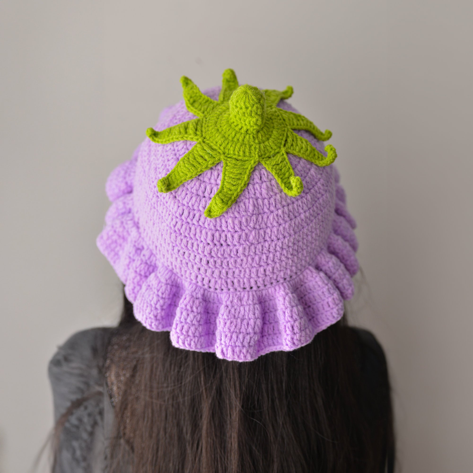 Flower Hat Crochet Hat for Cat or Small Dog Crochet Eggplant Hat