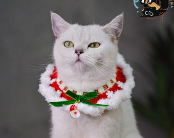 Cozy Christmas Pet Collar with Santa Charm - Festive Holiday Accessory for Cats and Small Dogs|Christmas costume|Pet Christmas outfit
