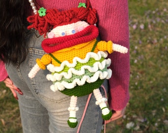 crochet doll bags，crochet bag，crochet crossbody bag，summer bag，knit bag，gift for girl，birthday gift