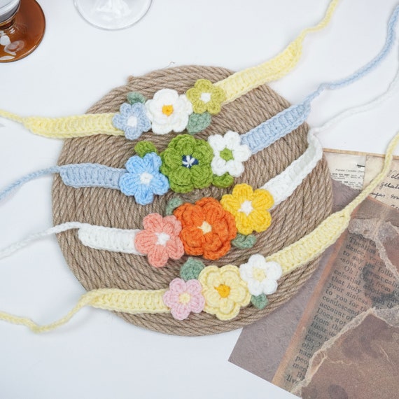 Crochet Flower Cat Collar, Knit Flower Pet Collar, Cat and Dog Collar,Cat Accessory,Dog Accessories,Cute Collars for Cat,Gift for Cat andDog