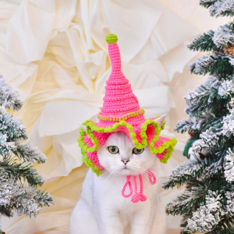 Enchanting Elegance: Sparkling Pink Christmas Hat for Pets image 1