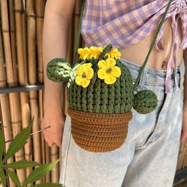 Crochet cactus crossbody Bag,Handmade cactus Bag,Knitted cactus Bag,crochet purse crossbody bags finished product,gifts for her