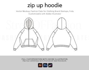 【新品未使用✨】Diagram レイヤードスリーブ ジャケット 36 Zipped Hoodie Flat Technical Drawing: Streetwear Mock-up Template