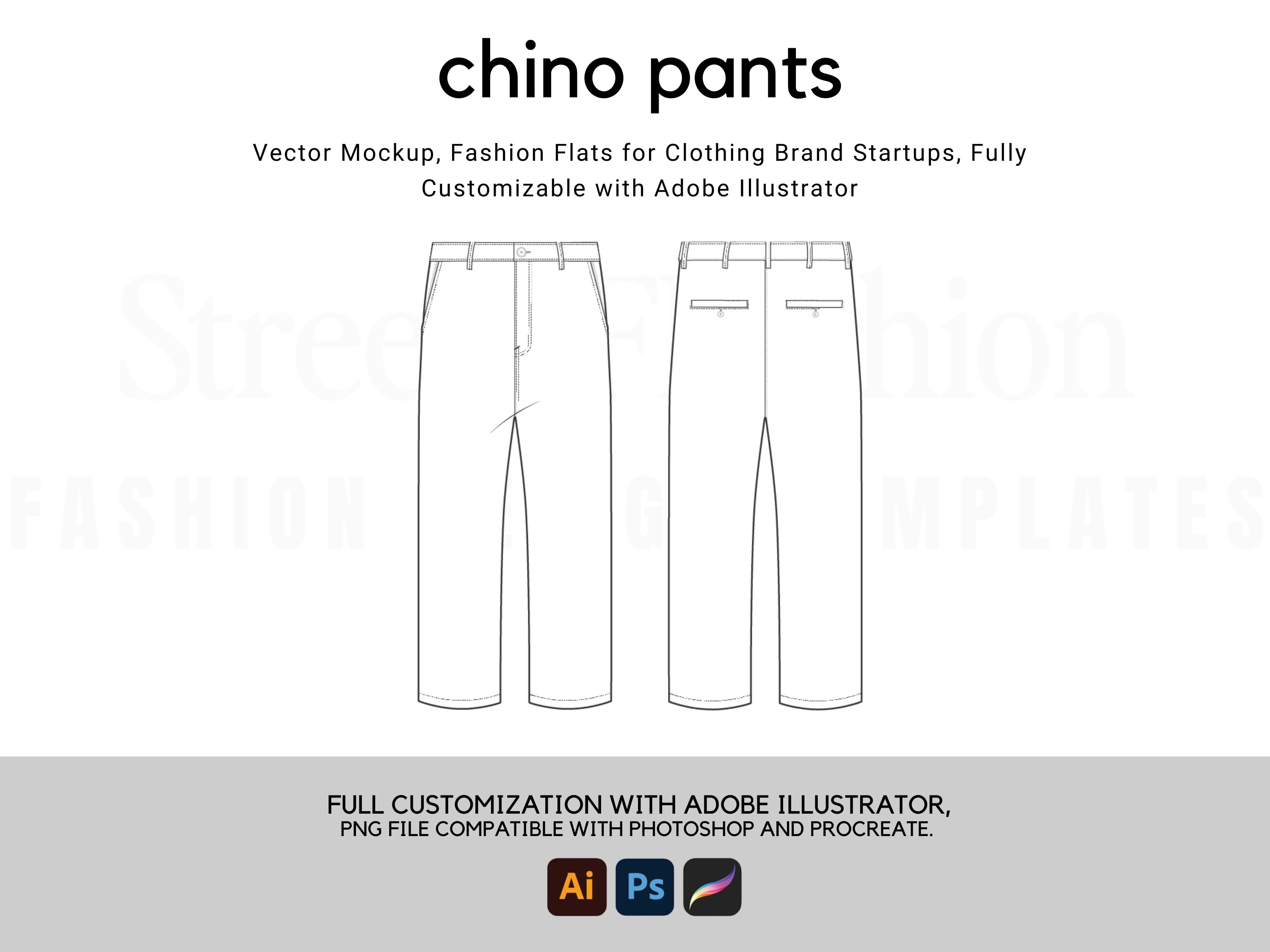 Straight Leg Relaxed Loose Fit Sweatpants Technical Drawing Streetwear  Mock-up Template for Adobe Illustrator Design Tech Packs -  Canada