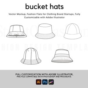Bucket Hat Technical Drawing: Fashion Design Template