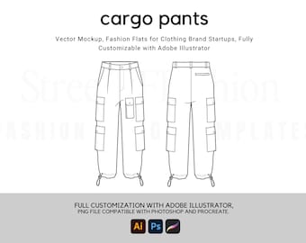 Chino Pants Flat Technical Drawing: Streetwear Design Template - Etsy