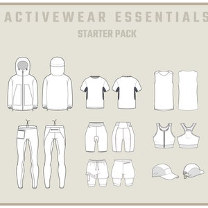 Outline drawing templates of sports clothing set Vector Image