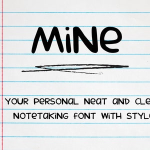 Mine Font - Fuente manuscrita, fuente de script, fuente de garabato, fuente escolar, fuente moderna ordenada y limpia para tomar notas, tarjetas de felicitación y más