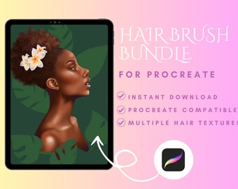 21 Procreate Hair Brushes Bundle, Brush Bundle hair, Afro brush, braids brush set, curls, curly hair, dreadlocks, locs brush