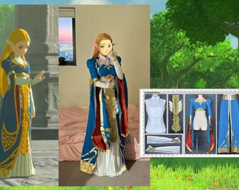 Prinses Zelda Blue Outfit Cosplay kostuum - The Legend of Zelda Handgemaakte Cosplay voor meisjes en vrouwen - Perfect Halloween kostuum/cadeau