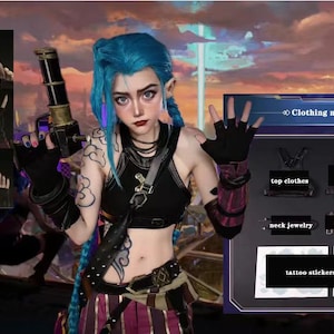 League of Legends Jinx Kostüm, Jinx Cosplay Suit, LOL Kostüm Cosplayer Gift Box, Arcane