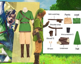 Legend of Zelda Link Cosplay: Ocarina of Time Tears of the Kingdom, Breath of the Wild | Elf Cosplay - Perfect Halloween Costume/Gift