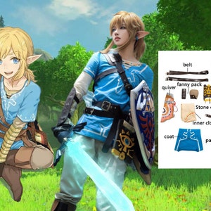 Leyenda de Zelda Link Cosplay: Lágrimas del Reino, Aliento de lo Salvaje / Cosplay de Elfo - Disfraz/Regalo perfecto de Halloween para adultos y niños