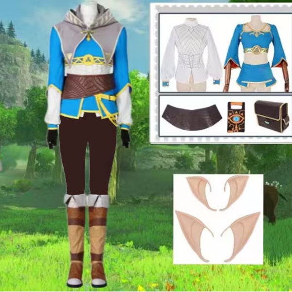 Costume cosplay Princess Zelda Blue Outfit - Cosplay fatto a mano di The Legend of Zelda per ragazze e donne - Costume/regalo di Halloween perfetto