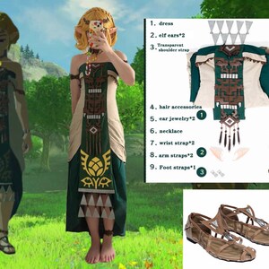 Legend of Zelda Cosplay: Tears of the Kingdom, Breath of the Wild,Princess Zelda Costume,Perfect Halloween Costume,Gift for Women