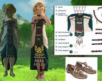 Legend of Zelda Cosplay: Tears of the Kingdom, Breath of the Wild,Princess Zelda Costume,Perfect Halloween Costume,Gift for Women