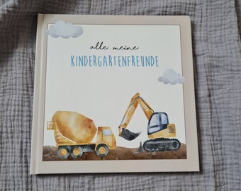 Freundebuch Kindergarten | Freundebuch für den Kindergarten | Meine Kindergartenfreunde | Freundebuch | Bagger | Baustelle | Fahrzeuge