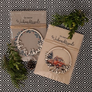 Cartolina di Natale con Buon Natale in legno