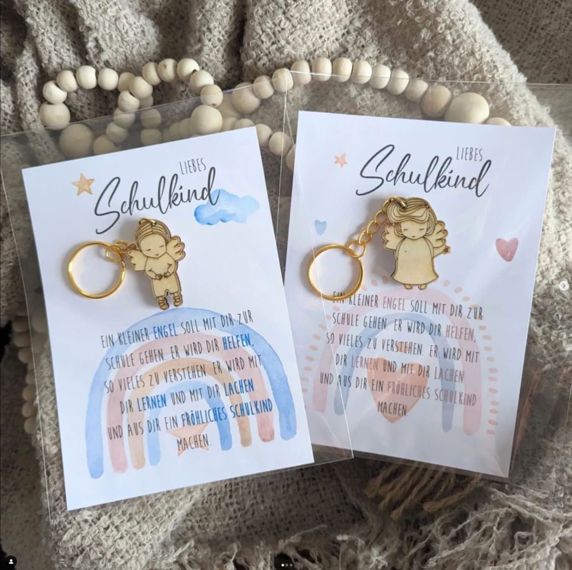 WOVEE Schutzengel Armband Für Schulanfang - Orange & Weiß Perlenarmband Mit Engel Anhänger