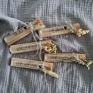 Reagenzglas Geldgeschenk mit Holzklotz | Für dich | Wunscherfüller | individueller Text