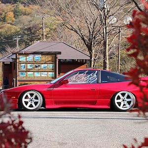 Doorwindow Flames&quot; Custom Made Vinyl Side Window Decals in White JDM