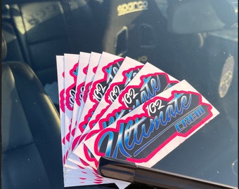 102 Ultimate Crew Slapsticker" Colored Car Sticker | Magenta, White, Blue & Black