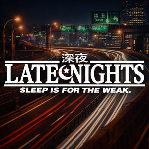 Autocollant JDM « Late Nights » pour pare-brise ou lunette arrière