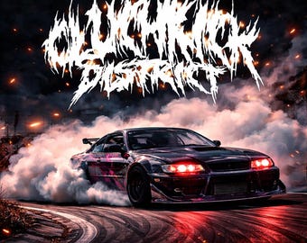 Cluchkick District" JDM car sticker for the windshield or rear window