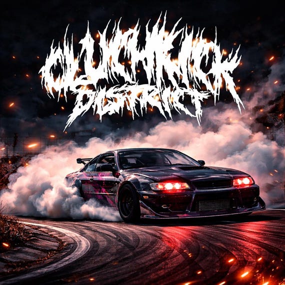 Cluchkick District" JDM car sticker for the windshield or rear window