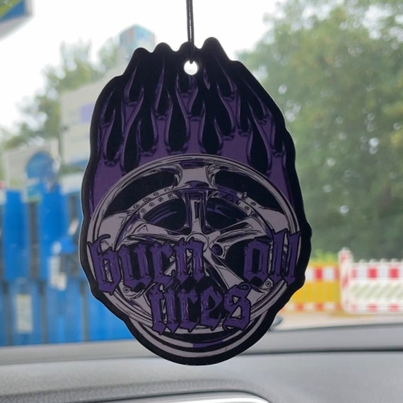 BURN ALL TIRES" Jdm Car Air Freshener with Blueberry Scent