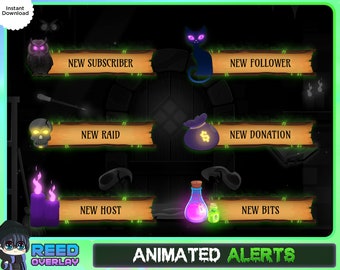 Halloween Animated Twitch Alerts – Witch's Lair Theme (Digital Download)