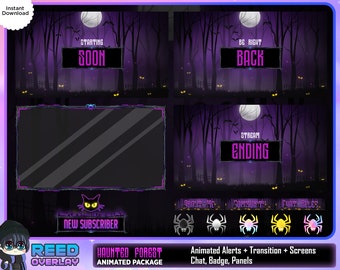 Haunted Forest Animated Stream Package: Halloween Twitch Overlay (Digital Download)