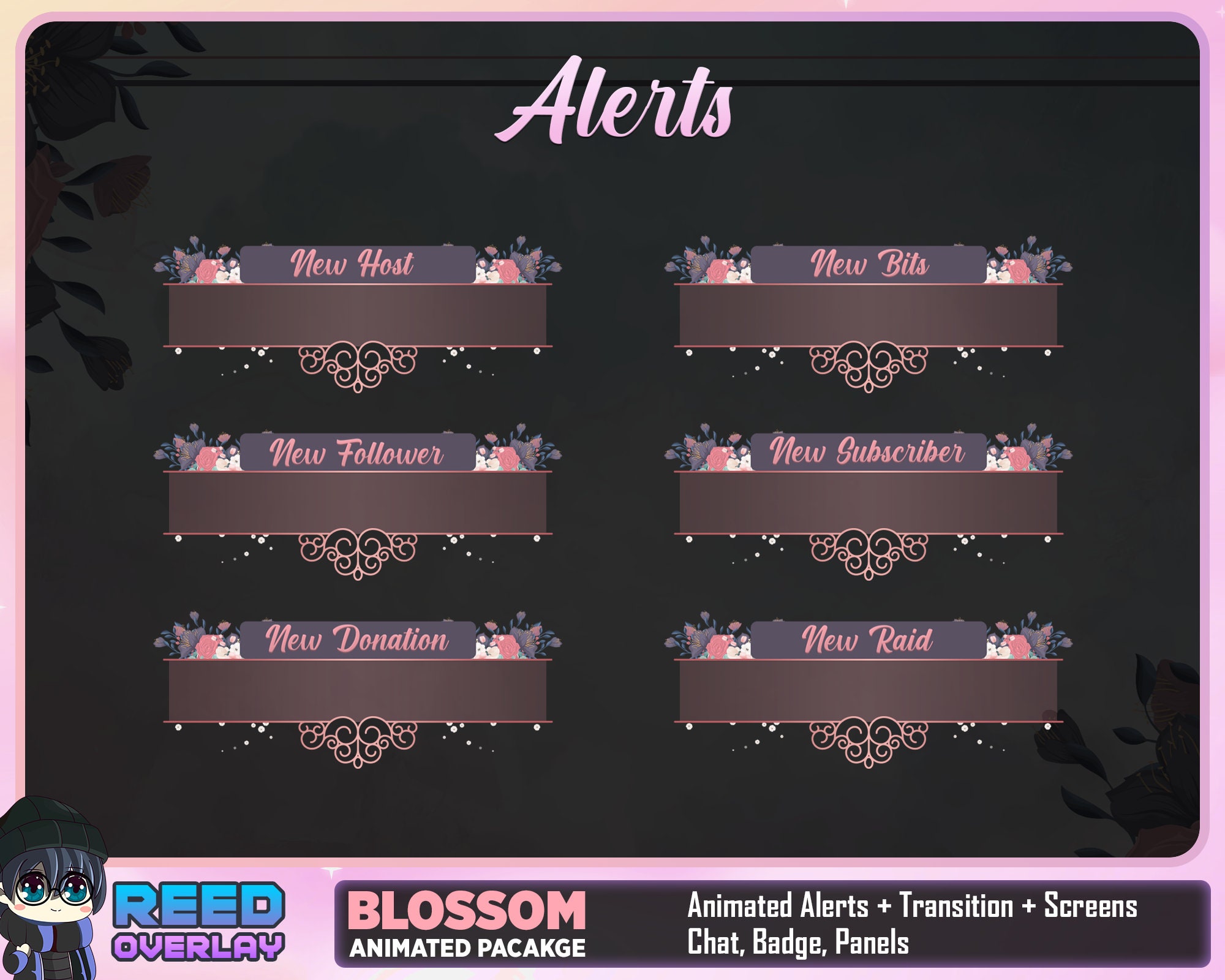 FULL ANIMATED Floral Blossom Streaming Package Twitch Etsy Canada