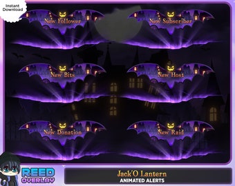 Spooky Bat Animated Stream Alerts: Halloween Twitch Overlay (Digital Download)