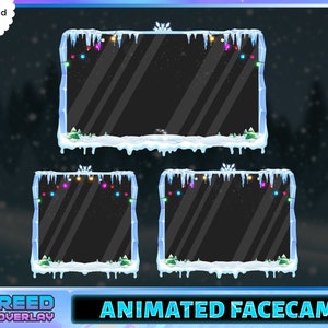Animated WebCam Overlay Pack Winter Season - Christmas Cute FaceCam Overlay Pack - Snowfall Chilly Vibes Neon Light