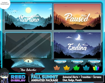Animated Fall Mountain Stream Package: Lofi Screens and Alerts (Digital Download)