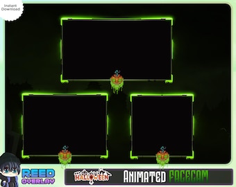 Halloween Facecam Overlay Pack - Jack O Lantern Animated Overlay Frame - Twitch - Facebook - Youtube