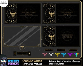 Celestial Tarot Stream Package: Animated Cosmic Wings Overlay (Digital Download)