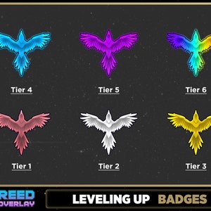 Tier 1-6 Phoenix Badges Pack Twitch - Celestial Stream-badges/-emotes