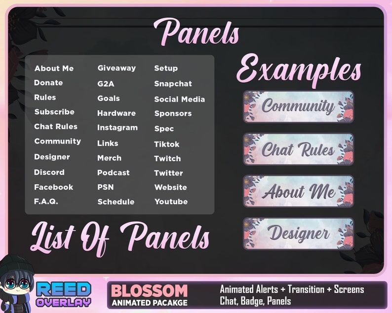 FULL ANIMATED Floral Blossom Streaming Package Twitch Etsy Canada