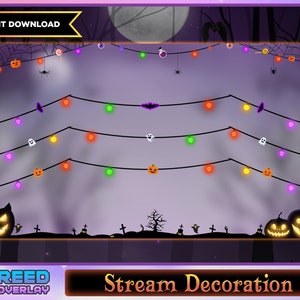 7 Animated Cute Halloween Stream Decoration Stream Package - Cute Ghost / Bat / Pumpkin Beautiful Neon String Lights