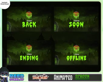 Jack o Lantern Stream Screen Overlay - Animated Twitch Pack - Starting Soon Screens