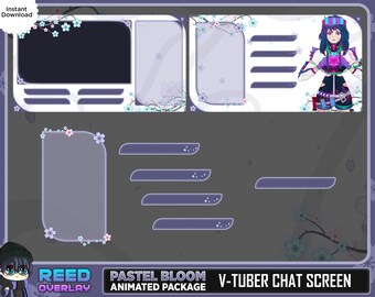 Animated Aesthetic V-Tuber Screen Overlay for Lofi Vibes - Twitch Just Chatting Scene - Stream Asset