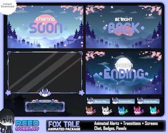 Lofi Fox Stream Package: Animated Sakura Theme (Digital Download)